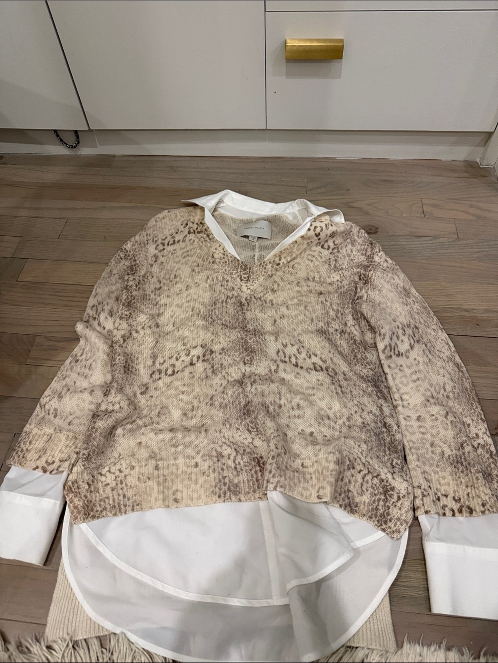 Brochu Walker layered Animal-Print V-Neck Sweater